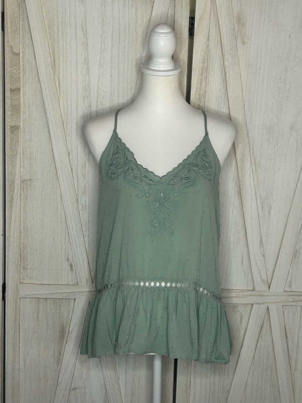 love on a hanger Sage Green Embroidered V-Neck Camisole - Picture 2 of 11